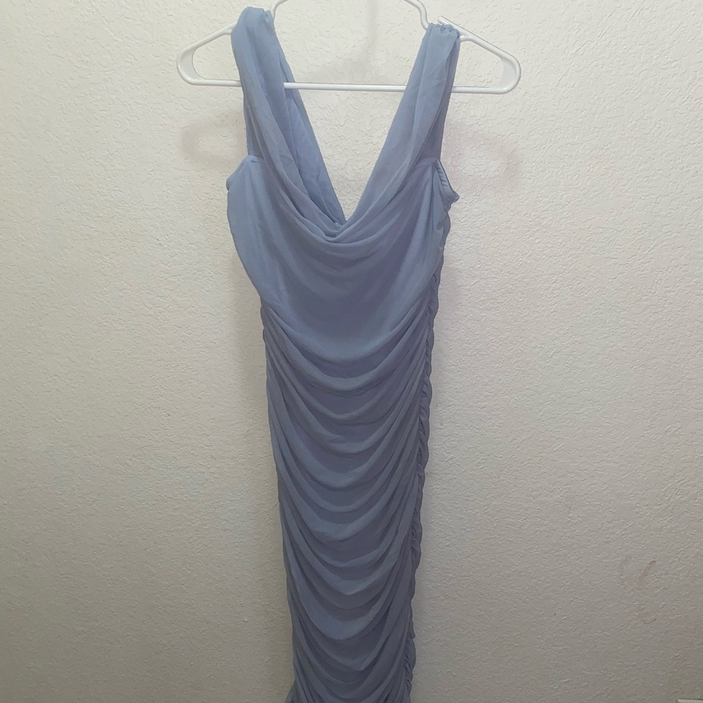 Blue Ruched Midi Dress - Picture 4 of 4